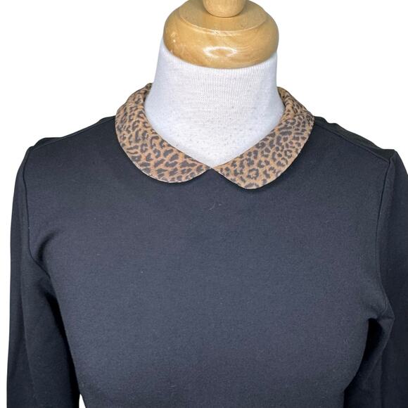 J.McLauglin Leopard Print Peter Pan Collar Mini Dress Black Size Small - Picture 7 of 10